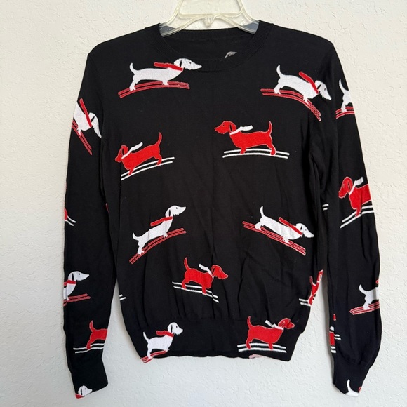 Ground Zero Black Dachshund Wool Silk Blend Sweater Size Small Novelty Quirky - Picture 1 of 7